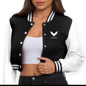 Women's Black and White Varsity Jacket